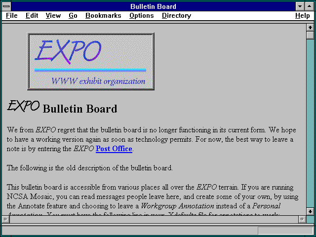Screenshot of Bulletin Board