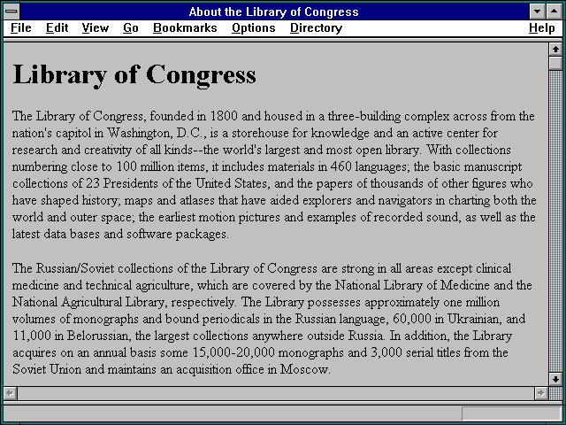 Screenshot of About the Library of Congress