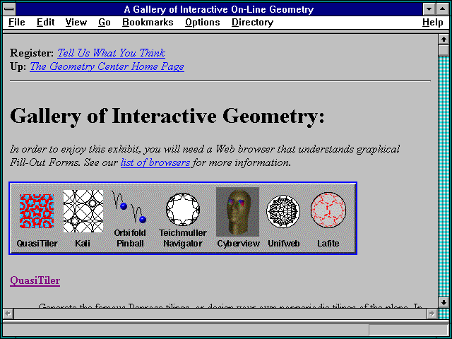 Screenshot of A Gallery of Interactive On-Line Geometry