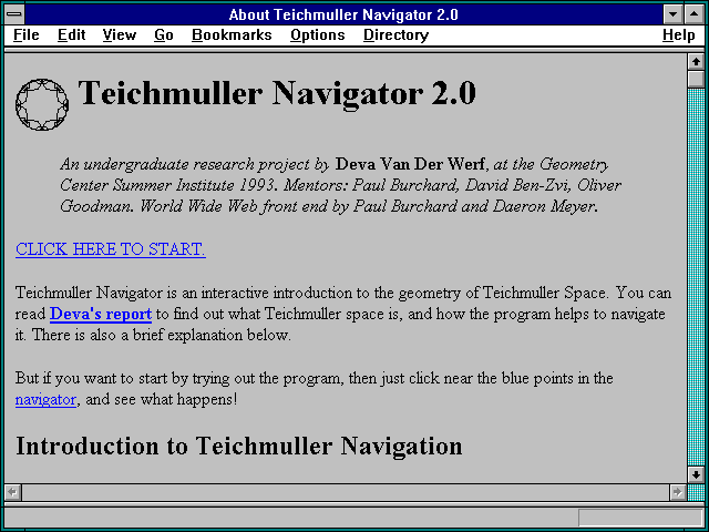 Screenshot of About Teichmuller Navigator 2.0