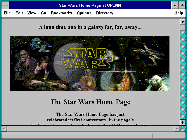 Screenshot of Star Wars Home Page at UPENN