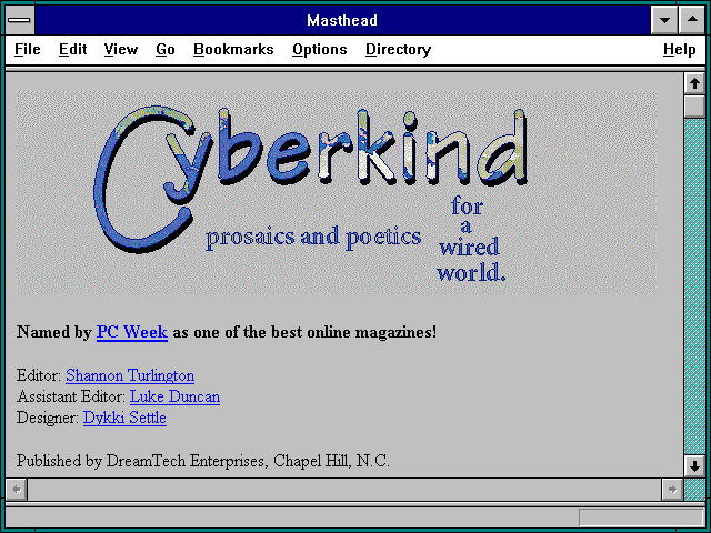 Screenshot of Cyberkind, a children's magazine