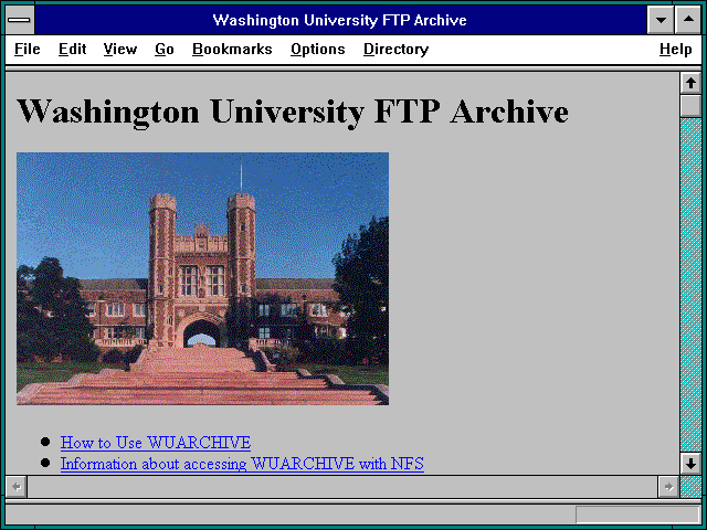Screenshot of Washington University FTP Archive
