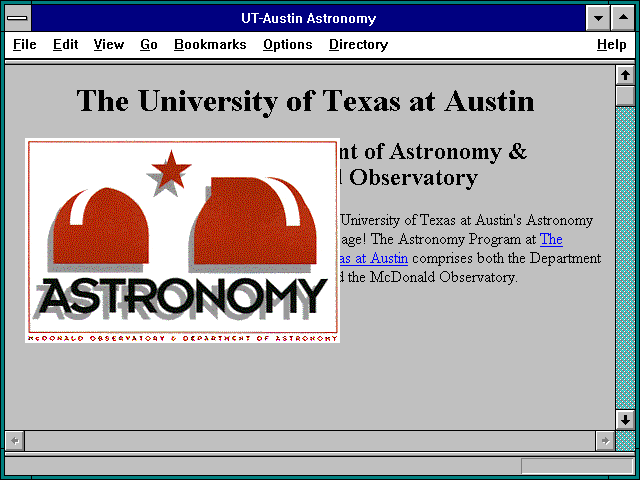 Screenshot of UT-Austin Astronomy