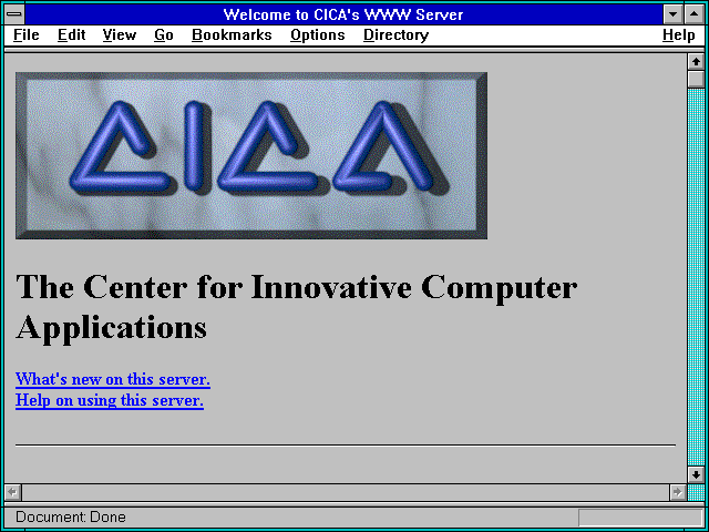 Screenshot of Welcome to CICA's WWW Server