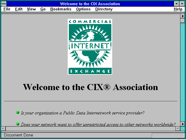 Screenshot of Commercial Internet Exchange