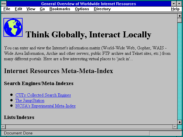 Screenshot of General Overview of Worldwide Internet Resources