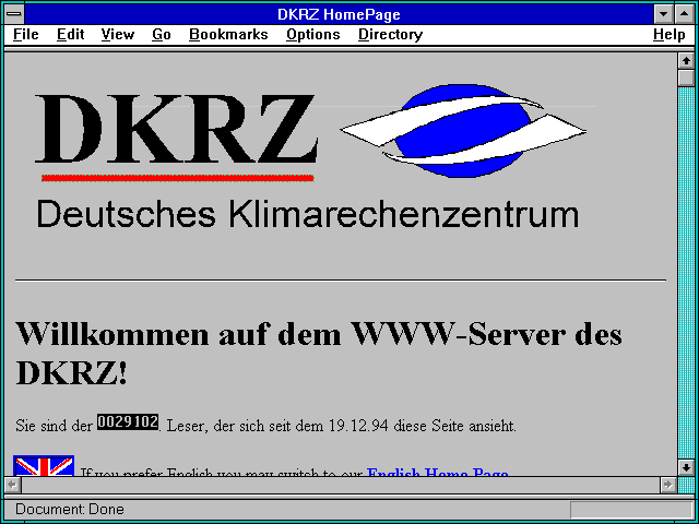 Screenshot of DKRZ HomePage