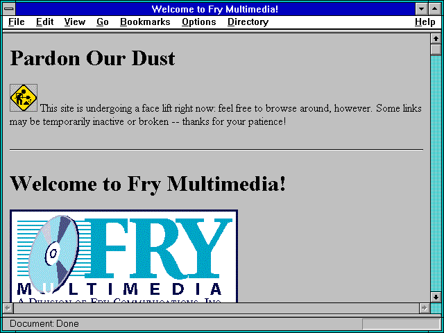 Screenshot of Welcome to Fry Multimedia!