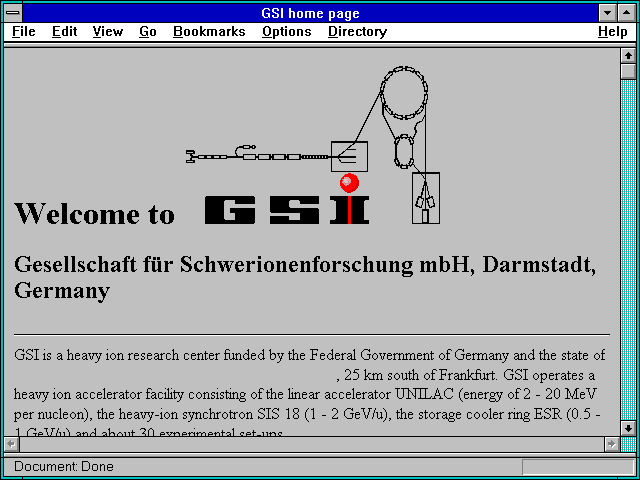 Screenshot of GSI home page