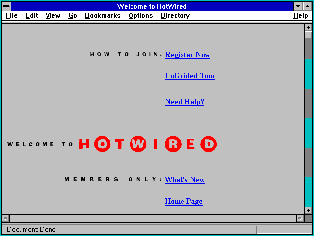 Screenshot of Welcome to HotWired