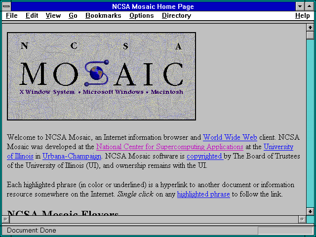 Screenshot of NCSA Mosaic Home Page
