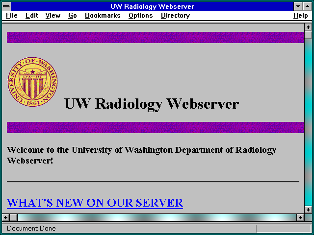 Screenshot of UW Radiology Webserver