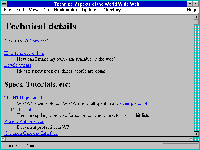 Screenshot of Technical Aspects of the World-Wide Web