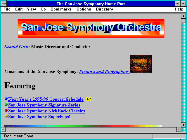 Screenshot of The San Jose Symphony Home Port