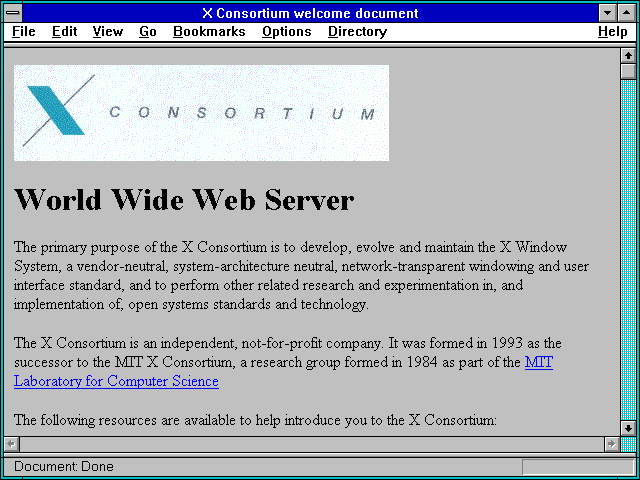 Screenshot of X Consortium welcome document