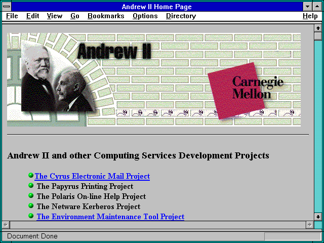 Screenshot of Andrew II Home Page