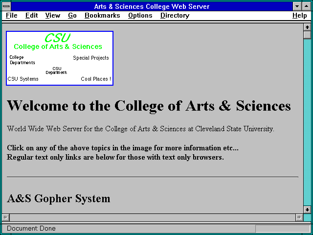 Screenshot of Arts & Sciences College Web Server