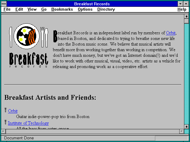 Screenshot of Breakfast Records