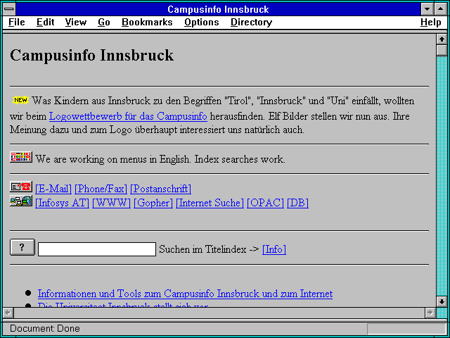Screenshot of Campusinfo Innsbruck