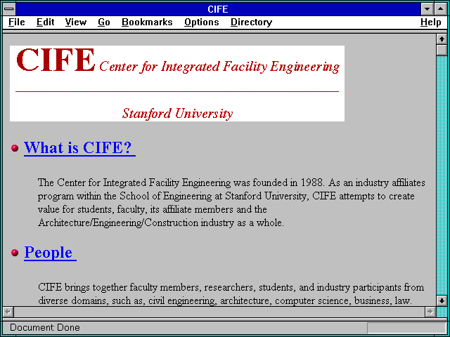 Screenshot of CIFE