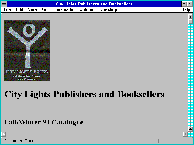 Screenshot of City Lights Publishers and Booksellers