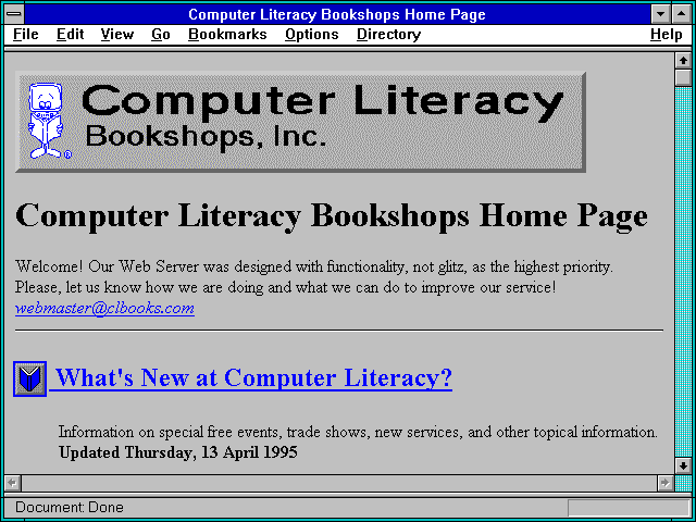 Screenshot of Computer Literacy Bookshops Home Page