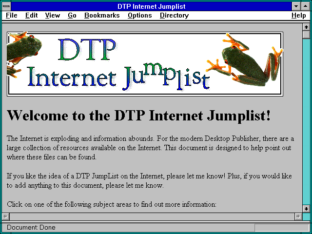 Screenshot of DTP Internet Jumplist