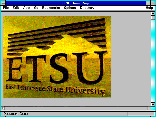 Screenshot of ETSU Home Page
