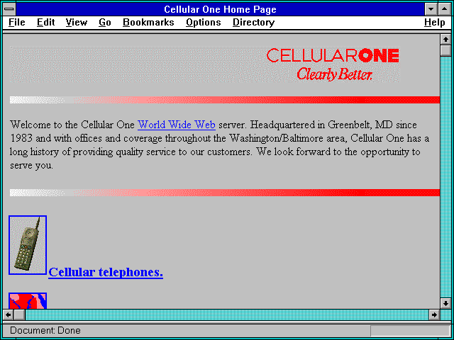 Screenshot of Cellular One Home Page