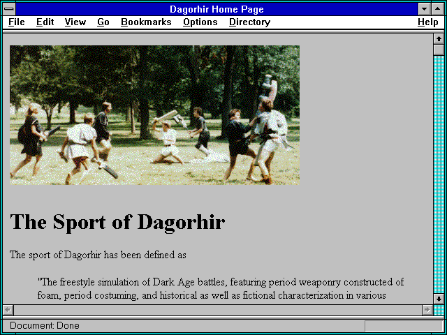 Screenshot of Dagorhir Home Page