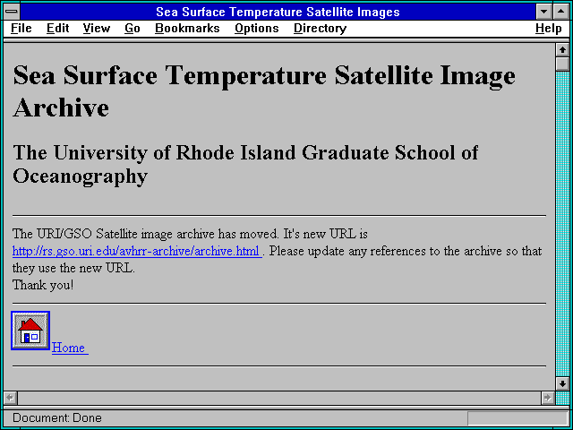 Screenshot of Sea Surface Temperature Satellite Images Archive, GSO