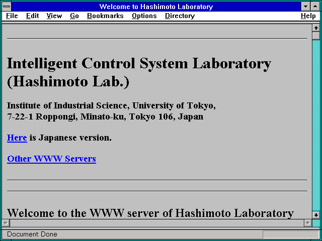 Screenshot of Welcome to Hashimoto Laboratory
