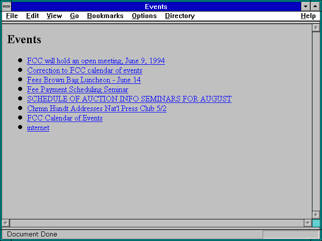 Screenshot of Events