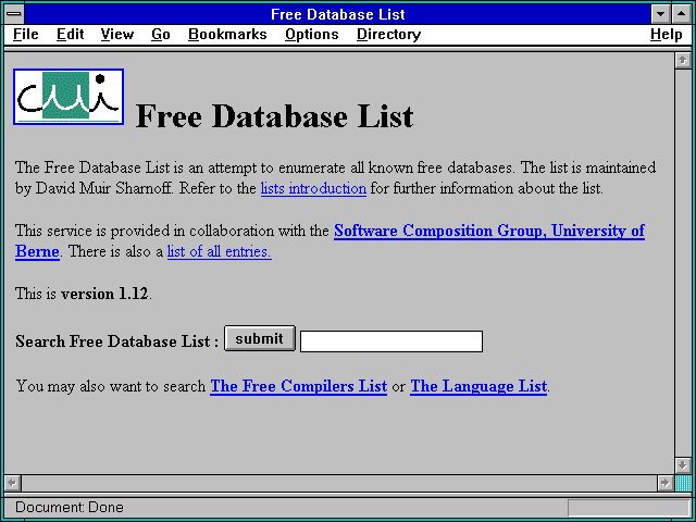 Screenshot of Free Database List