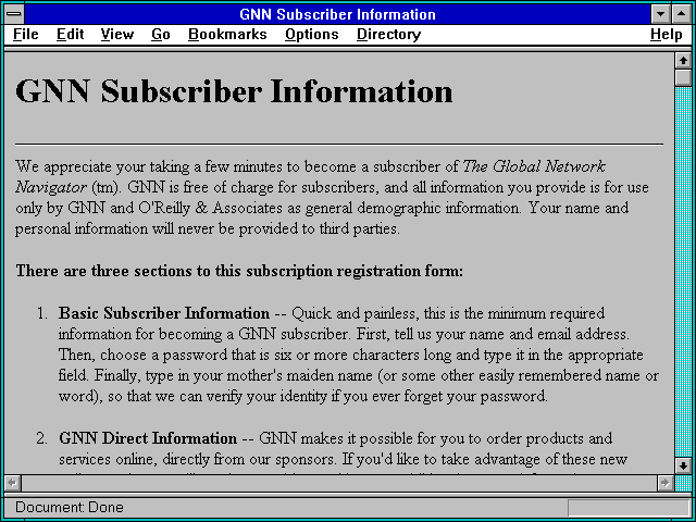 Screenshot of GNN Subscriber Information
