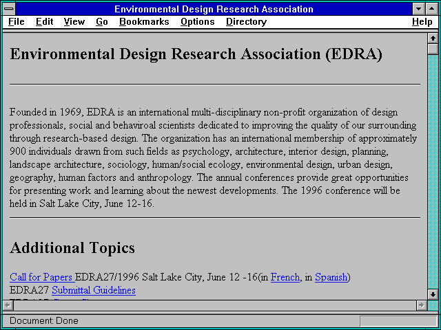 Screenshot of Environmental Design Research Association