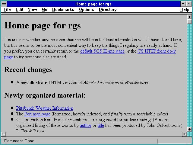 Screenshot of Home page for rgs