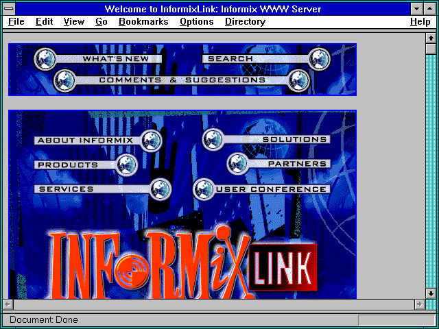 Screenshot of Welcome to InformixLink: Informix WWW Server