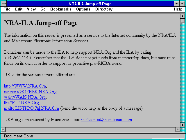 Screenshot of NRA-ILA Jump-off Page