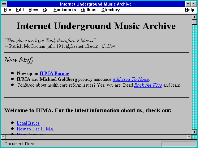 Screenshot of Internet Underground Music Archive