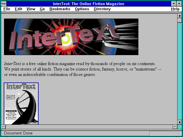 Screenshot of InterText: The Online Fiction Magazine