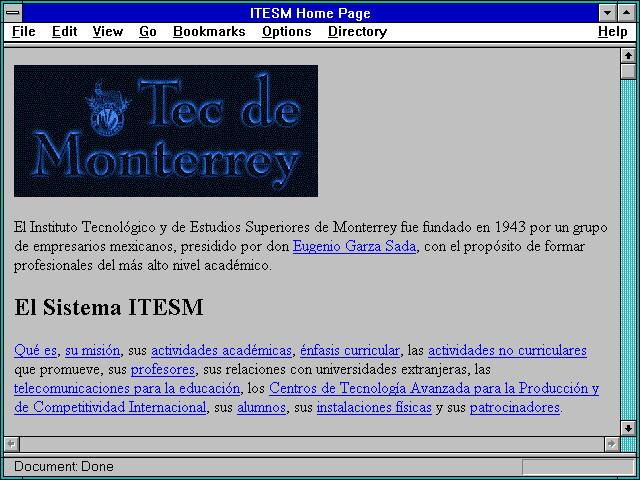 Screenshot of ITESM Home Page