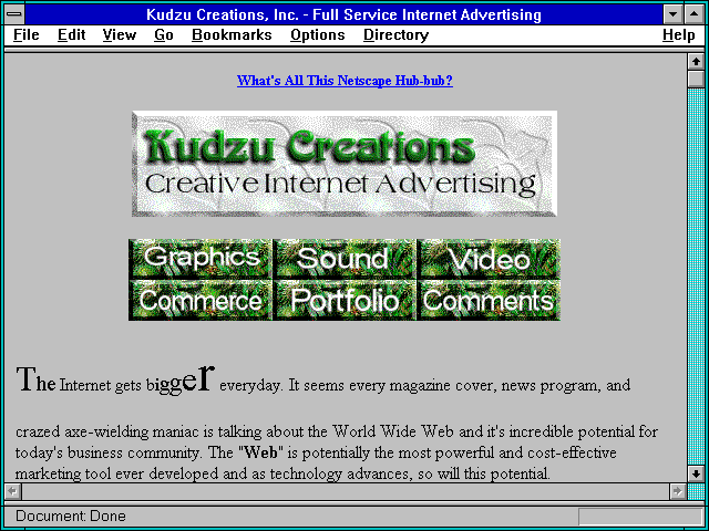 Screenshot of Kudzu Creations Inc. - Full Service Internet Advertising