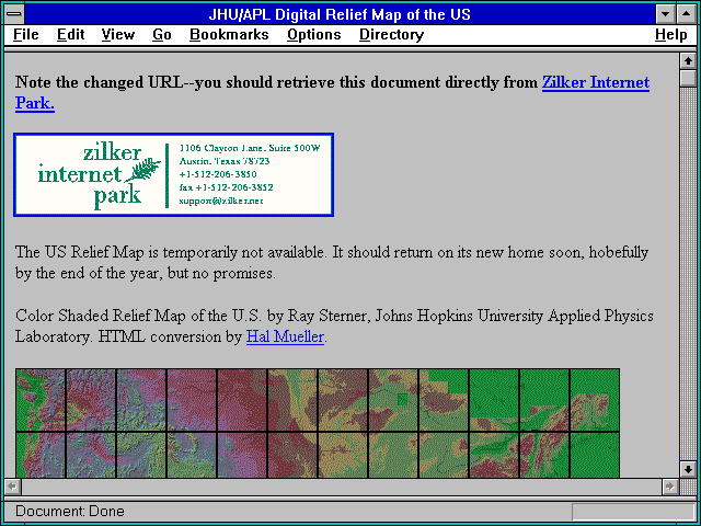 Screenshot of JHU/APL Digital Relief Map of the US