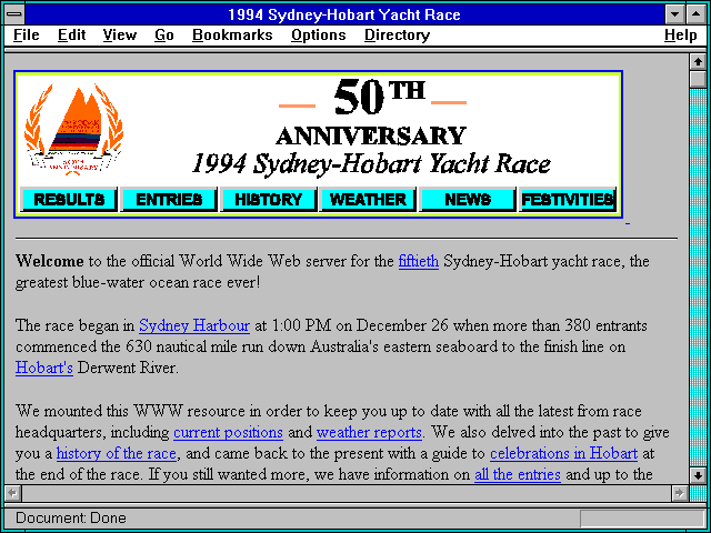 Screenshot of 1994 Sydney-Hobart Yacht Race