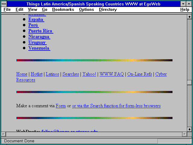 Screenshot of Things Latin America/Spanish Speaking Countries WWW at EgoWeb