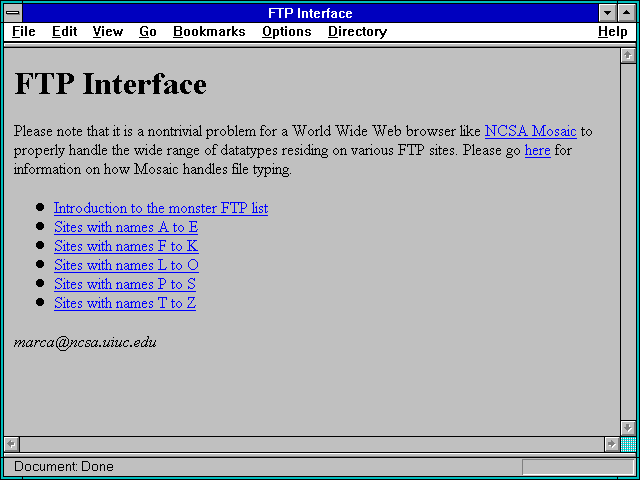 Screenshot of FTP Sites Listing