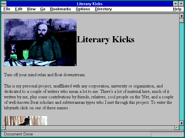 Screenshot of Literary Kicks