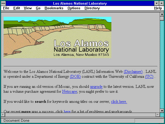 Screenshot of Los Alamos National Laboratory